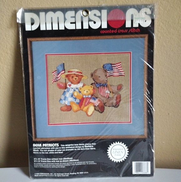 Dimensions Bear Patriots Counted Cross Stitch Kit #3688 Vintage Sewing Crafts - Picture 1 of 5